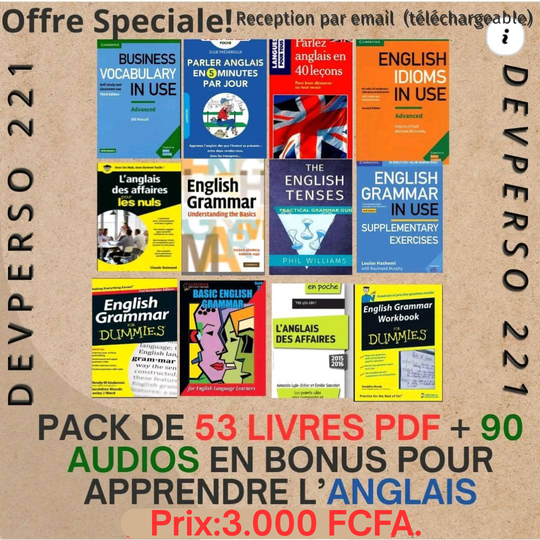 Pack de 53 livres PDF + 90 audios bonus en Anglais